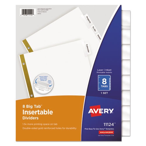 AVERY - Big Tab Insertable Dividers for 3 Ring Binders, 8-Tab Set ...