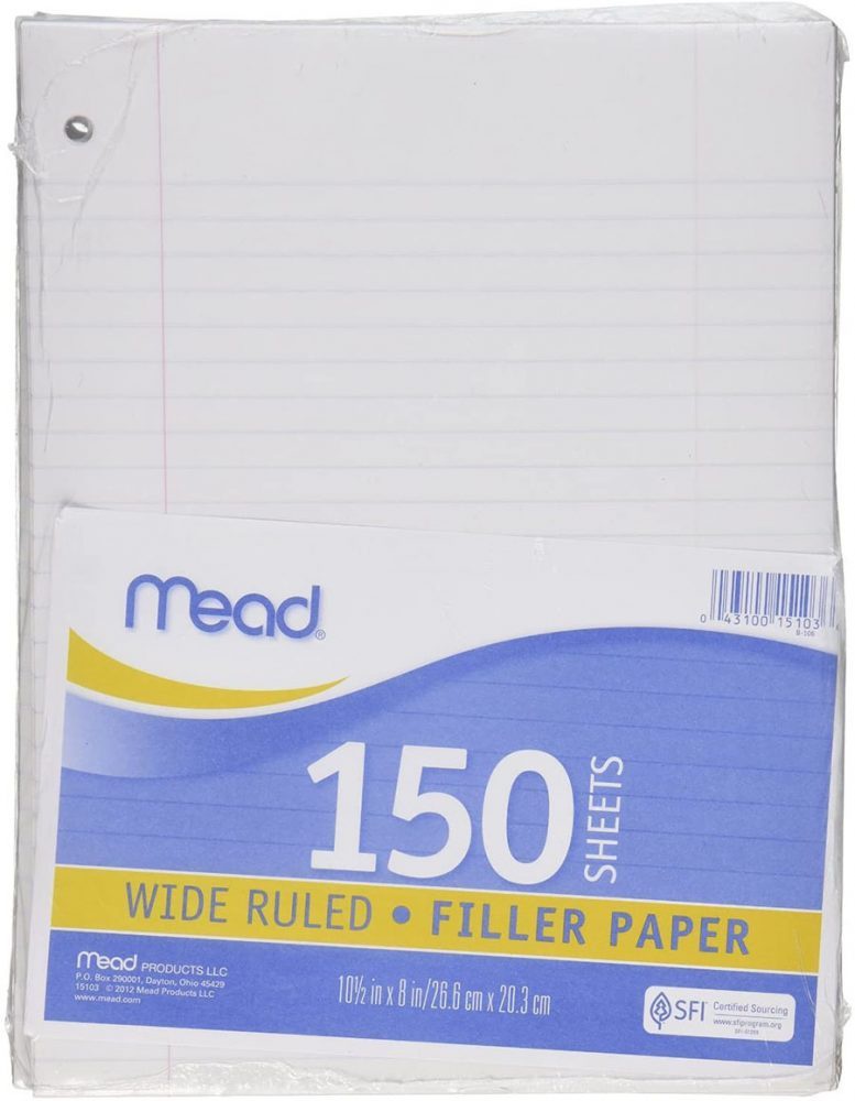 pkg lined notebook paper