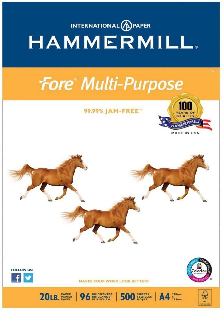 HAMMERMILL - PAPER, COPY, 28#, LETTER, COLOR, 3-HOLE PUNCHED (Case of 8  reams) - The Stationery Store & Authorized FedEx Ship Centre