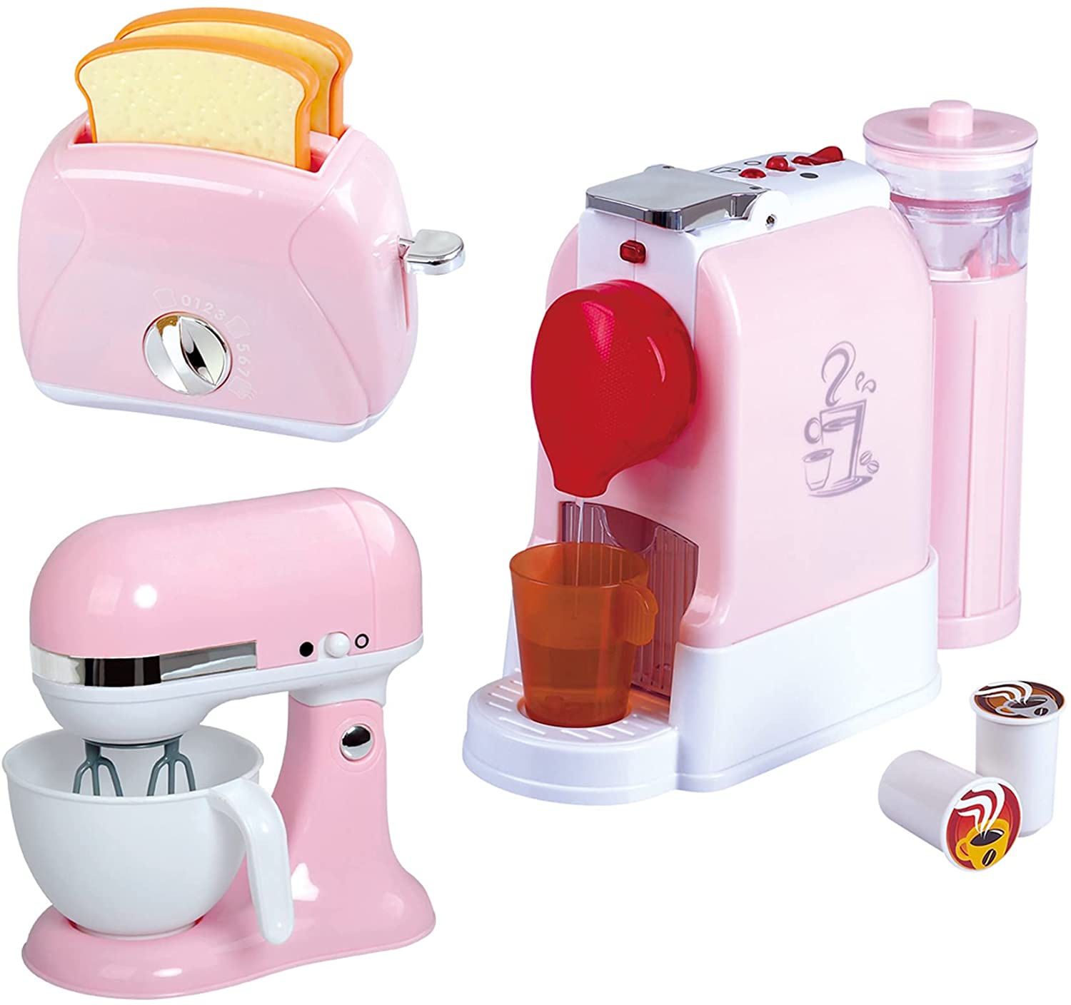 Itsy Tots Classy Kitchen Battery Operated Appliance Trio Pink-Coffee Machine, My Mixer, My Toaster