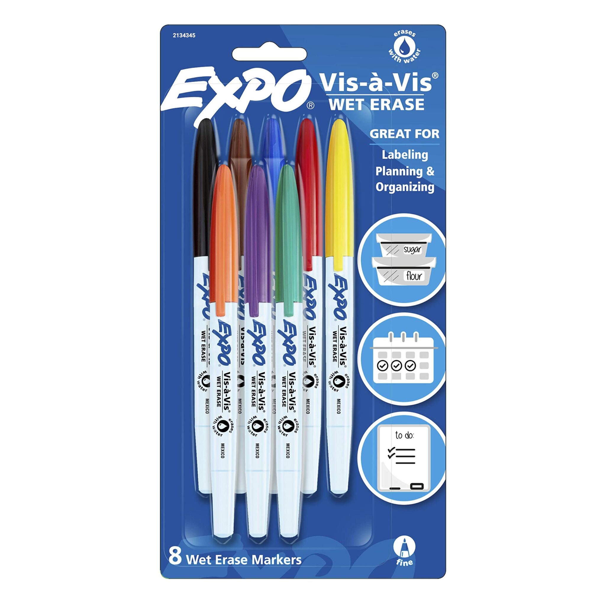 EXPO VISAVIS WET ERASE FINE MARKERS 8 PACK The Stationery Store